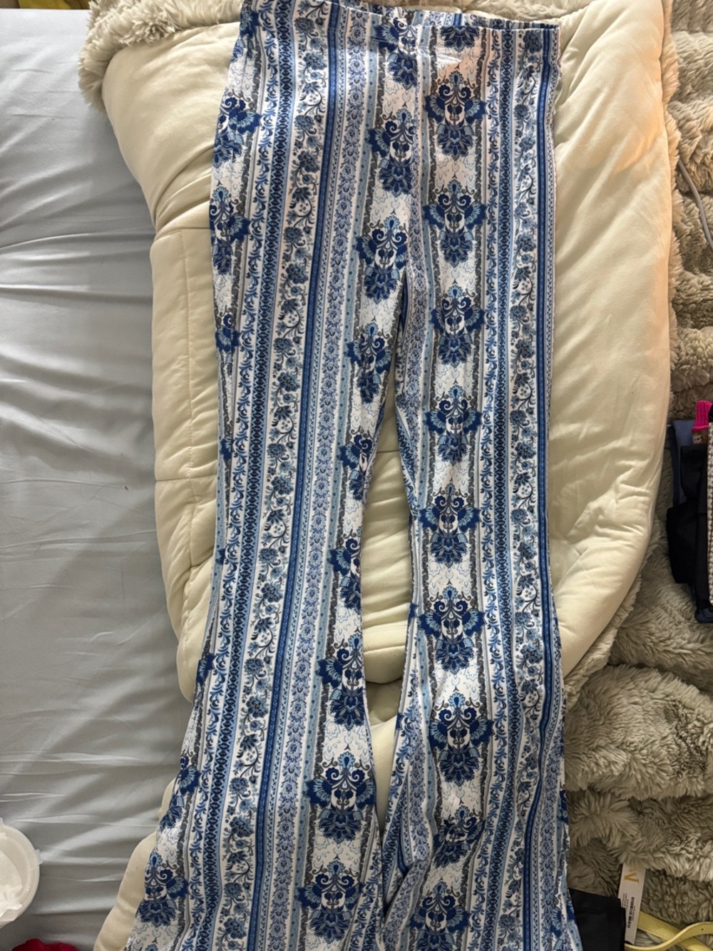 Bear Dance Blue and White Floral Boot Cut Pants